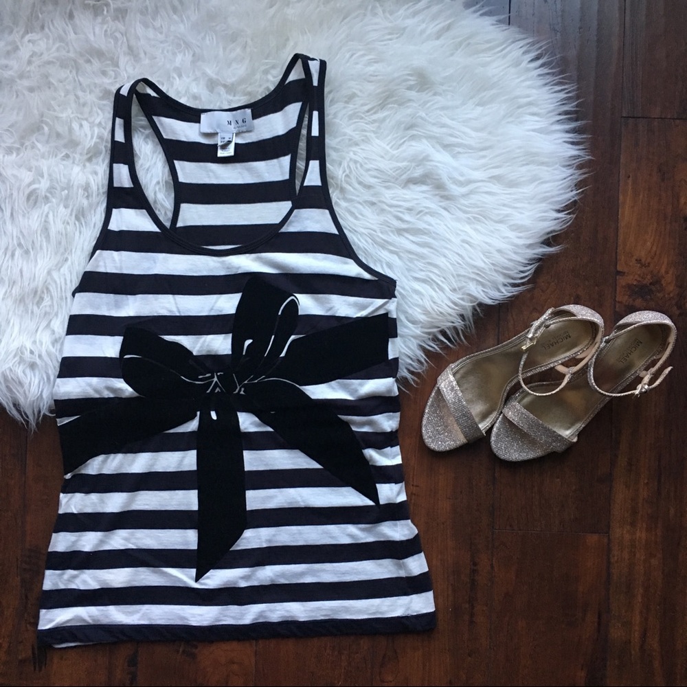 ✨SALE!✨ MNG by Mango Striped Tank with Velvet Bow